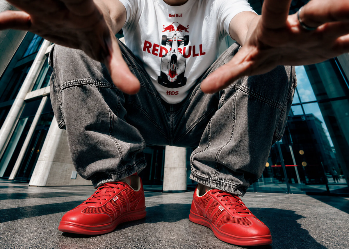 Outfit with HOS TOYAMA sneakers in Red